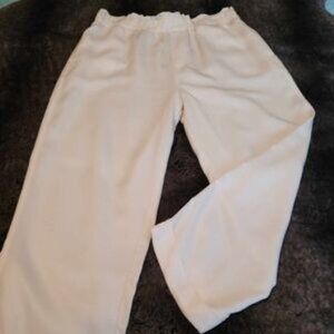Soft Surroundings Cream Cropped Slacks w/paper bag waist - Size Large